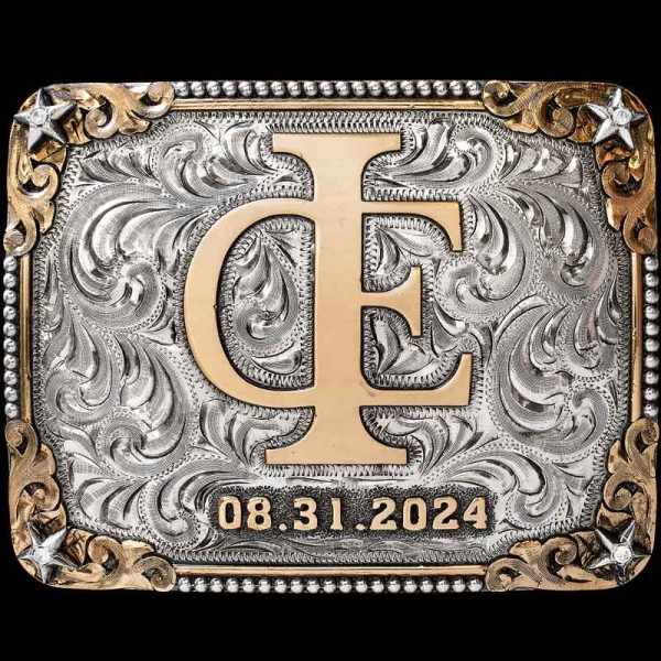 "Take a step back into the Wild West when you wear the Whitwell Custom Buckle. This beautiful Buckle is crafted on a hand-engraved, German Silver base with a light antique finish. It is detailed with a German Silver beaded edge on the top, bottom and